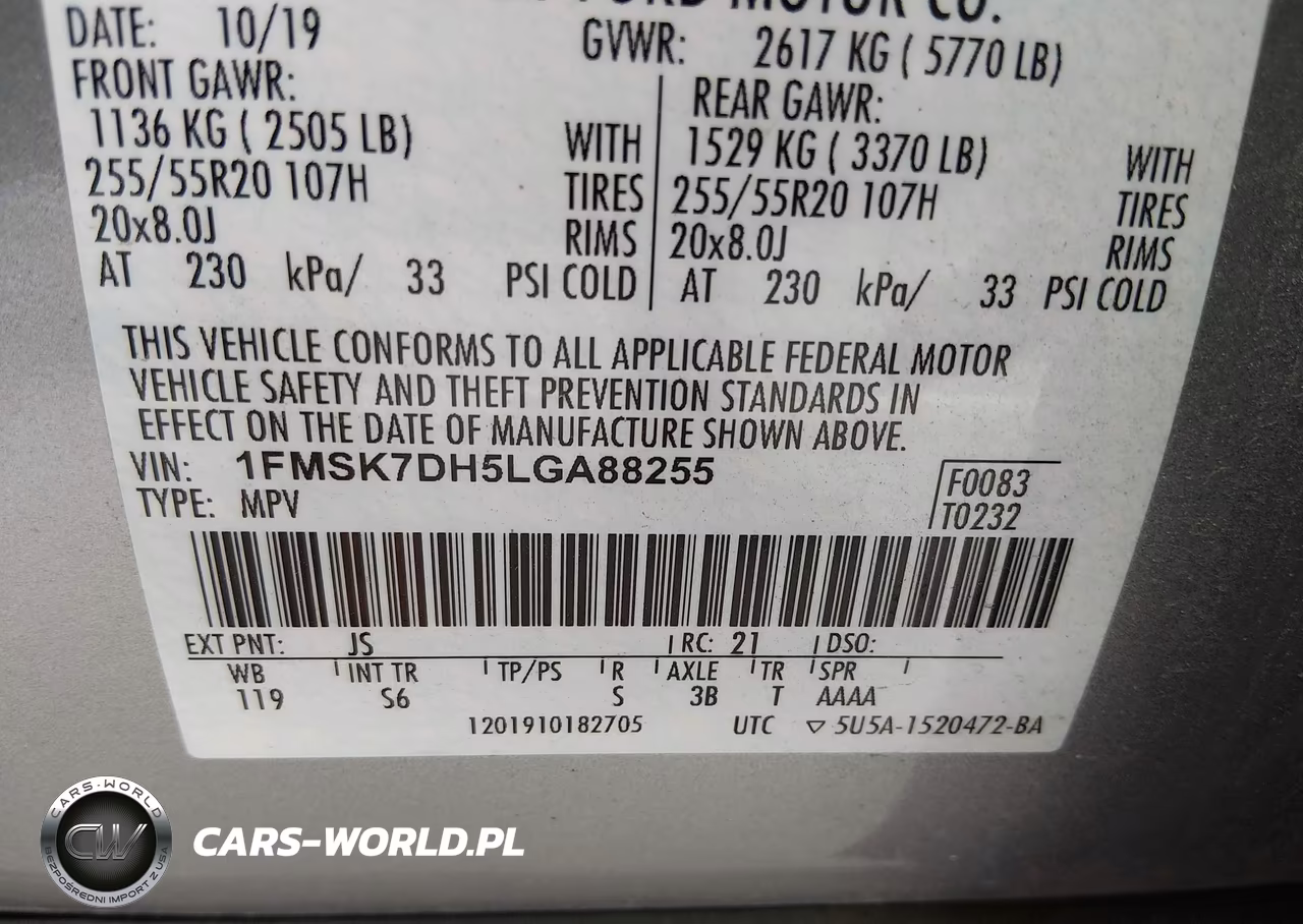 2020 Ford Explorer Xlt VIN:1FMSK7DH5LGA88255 - 9