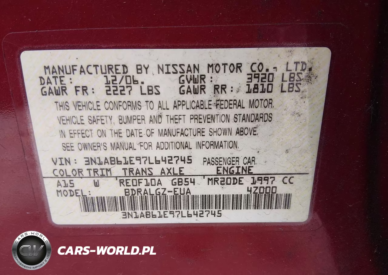 2007 Nissan Sentra 2.0Sl VIN:3N1AB61E97L642745 - 9