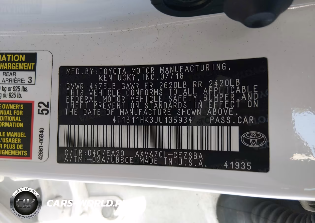 2018 Toyota Camry L-Le-Xle-Se-Xse VIN:4T1B11HK3JU135934 - 9