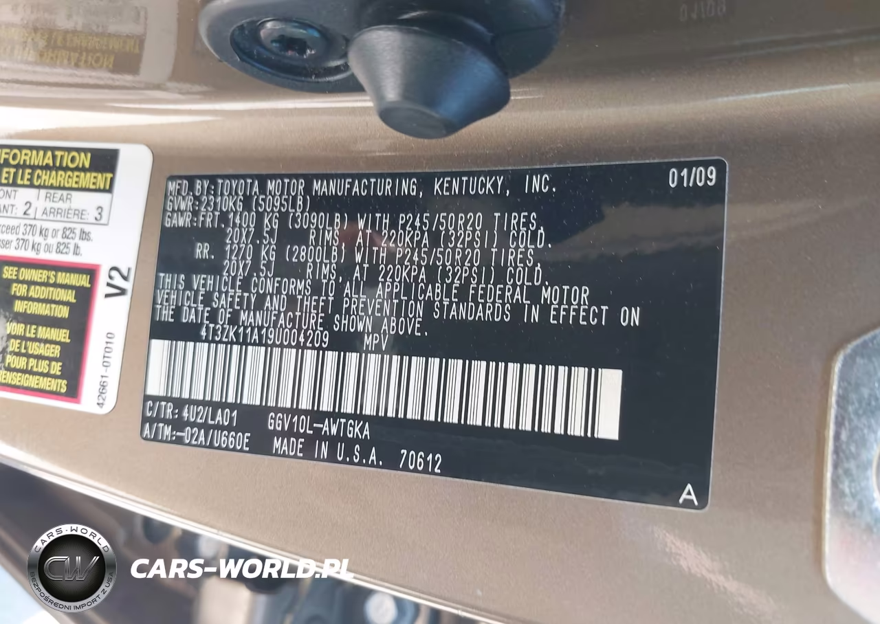 2009 Toyota Venza Base V6 VIN:4T3ZK11A19U004209 - 9