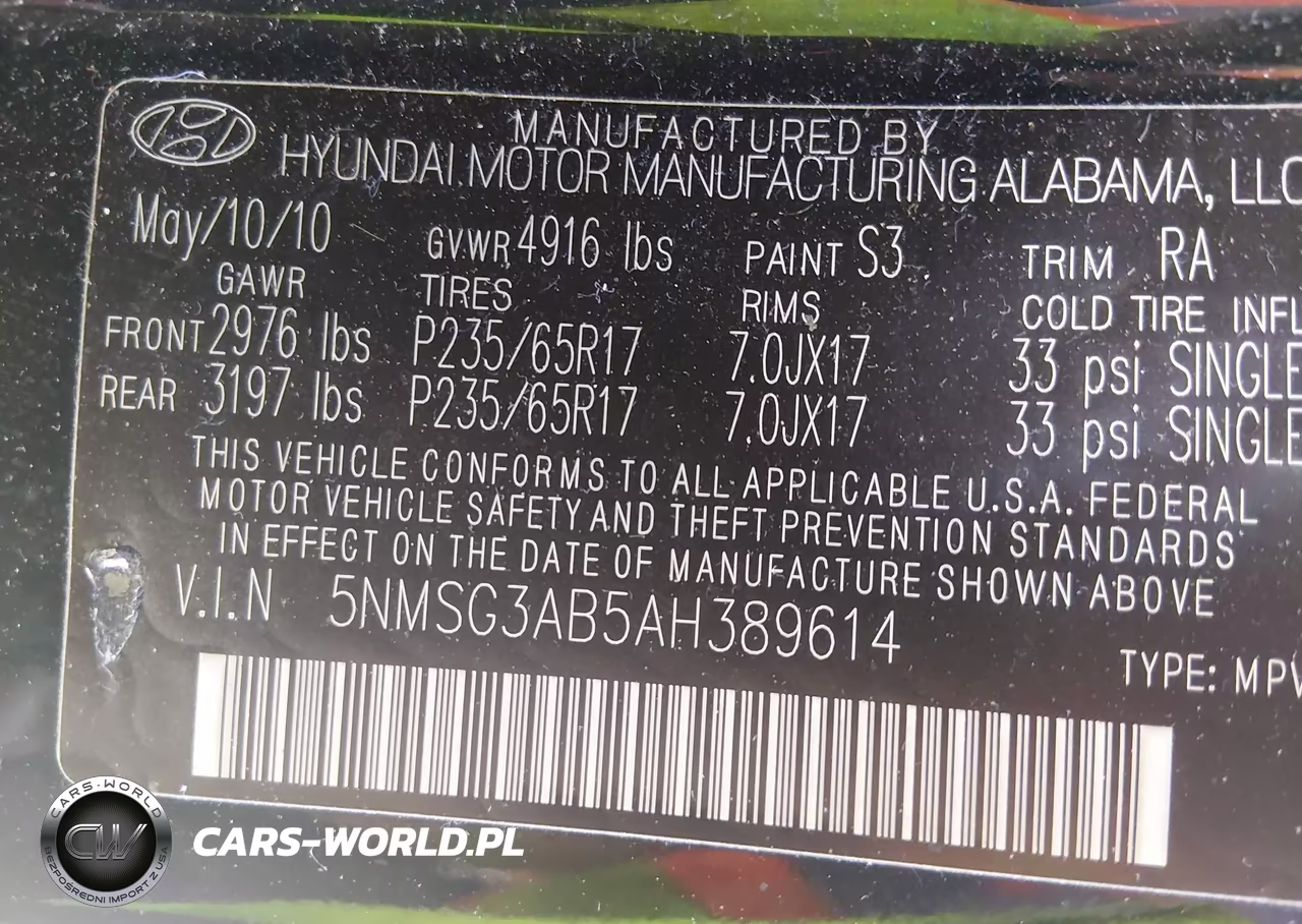 2010 Hyundai Santa Fe Gls VIN:5NMSG3AB5AH389614 - 9