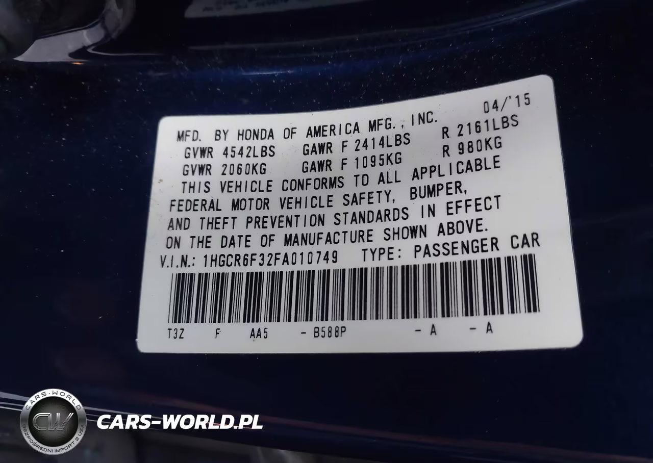 2015 Honda Accord Hybrid VIN:1HGCR6F32FA010749 - 9