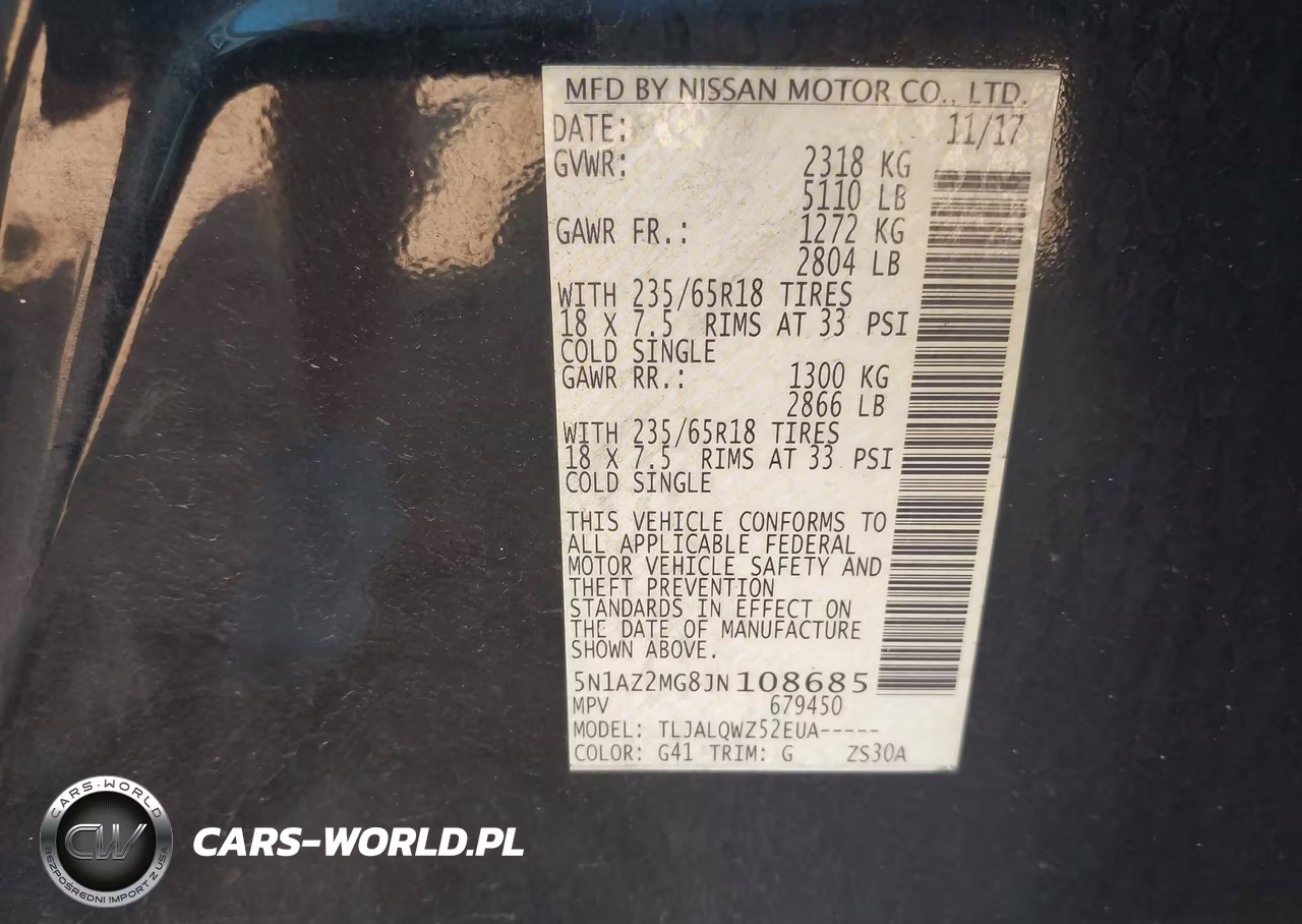 2018 Nissan Murano Sv VIN:5N1AZ2MG8JN108685 - 9