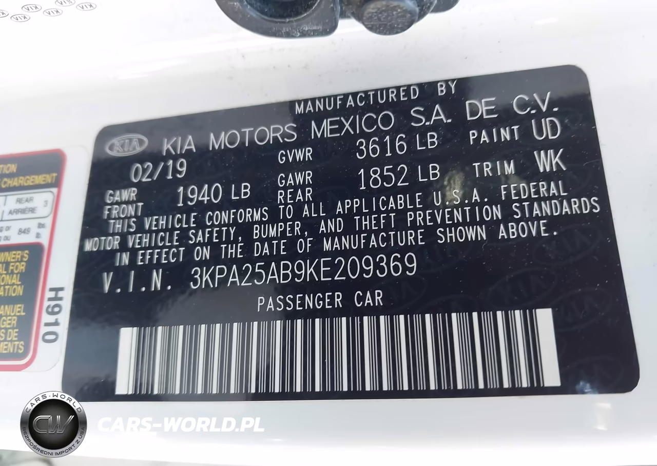 2019 Kia Rio 5-Door S VIN:3KPA25AB9KE209369 - 9