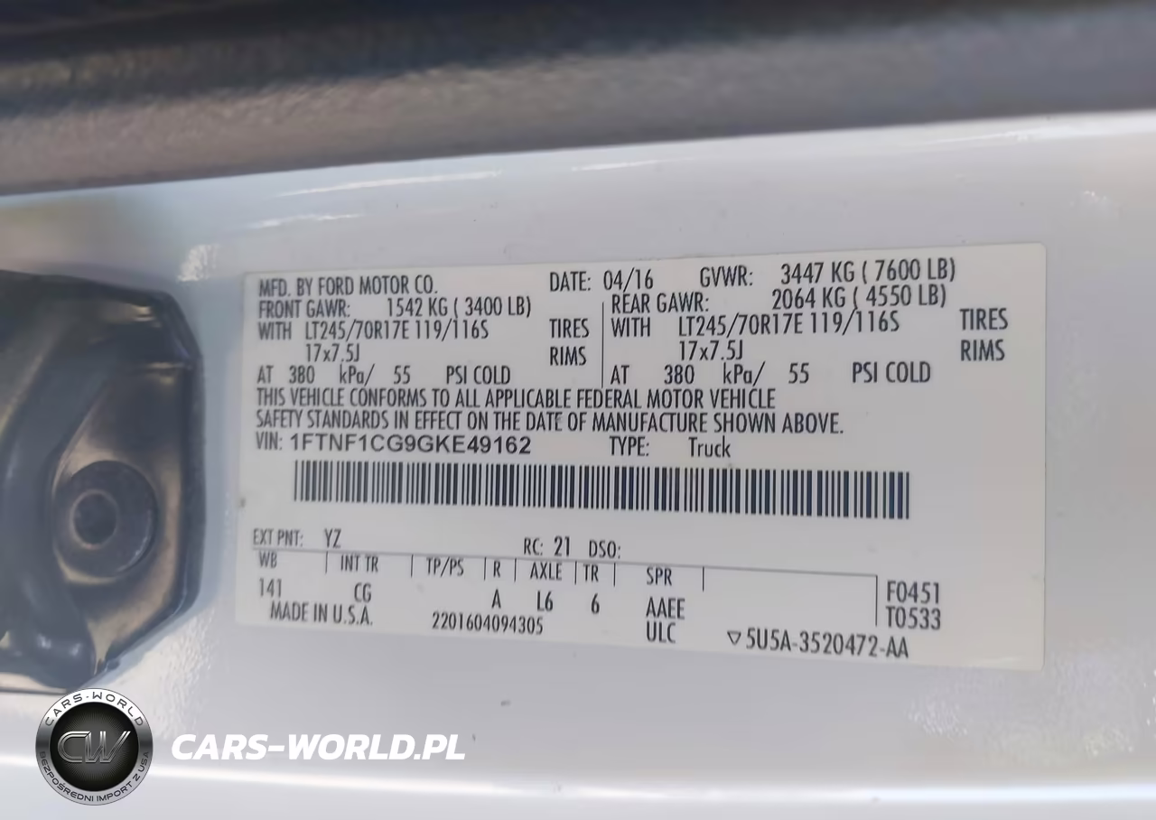 2016 Ford F-150 Xl VIN:1FTNF1CG9GKE49162 - 9