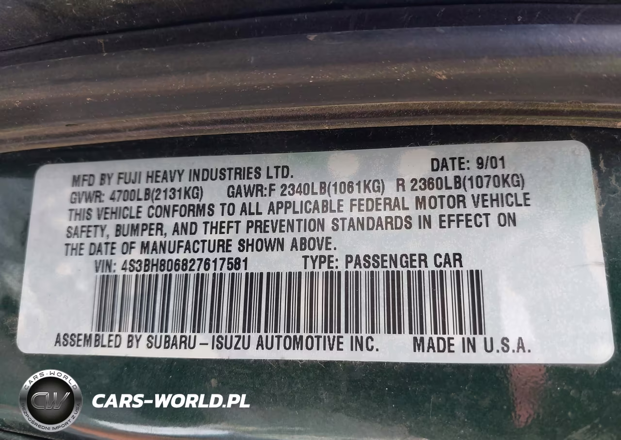 2002 Subaru Outback H6-3.0 L.l. Bean Edition VIN:4S3BH806827617581 - 9