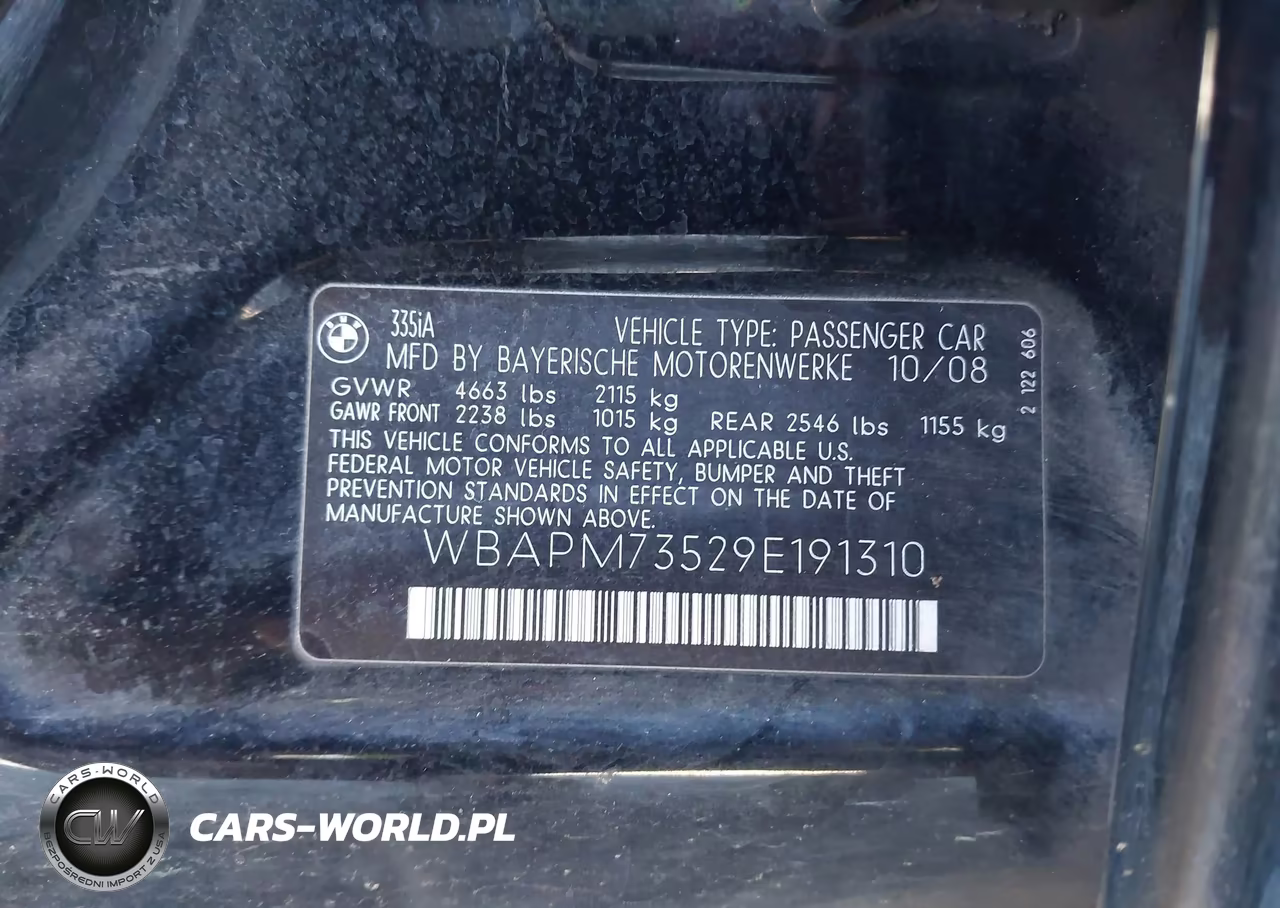 2009 BMW 335I VIN:WBAPM73529E191310 - 9