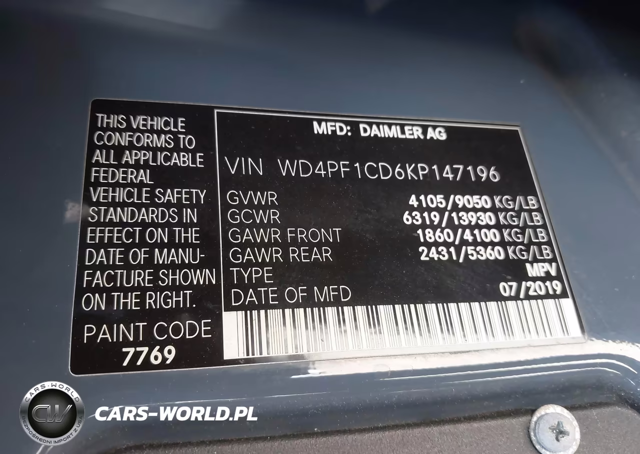 2019 Mercedes-Benz Sprinter 2500 High Roof V6 VIN:WD4PF1CD6KP147196 - 9