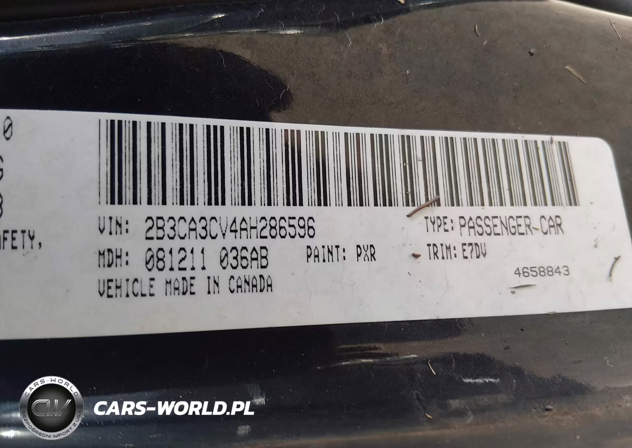 2010 Dodge Charger Sxt VIN:2B3CA3CV4AH286596 - 9