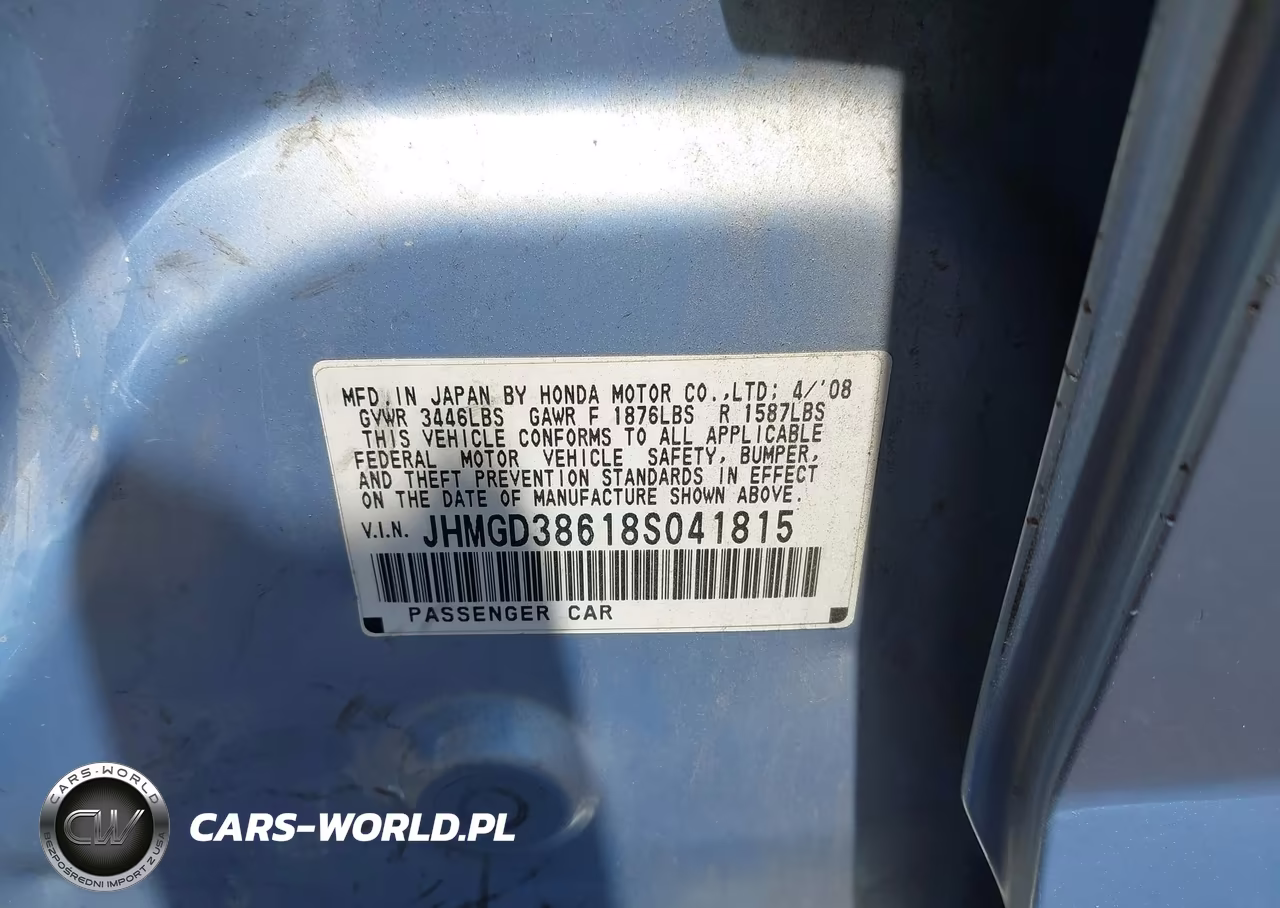 2008 Honda Fit Sport VIN:JHMGD38618S041815 - 9