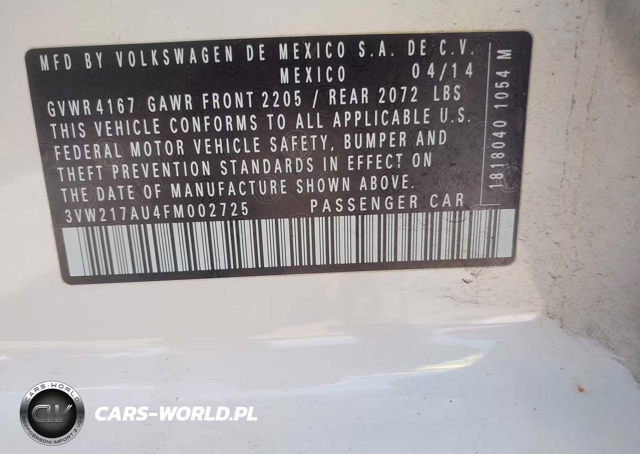 2015 Volkswagen Golf Tsi Sel 4-Door VIN:3VW217AU4FM002725 - 9