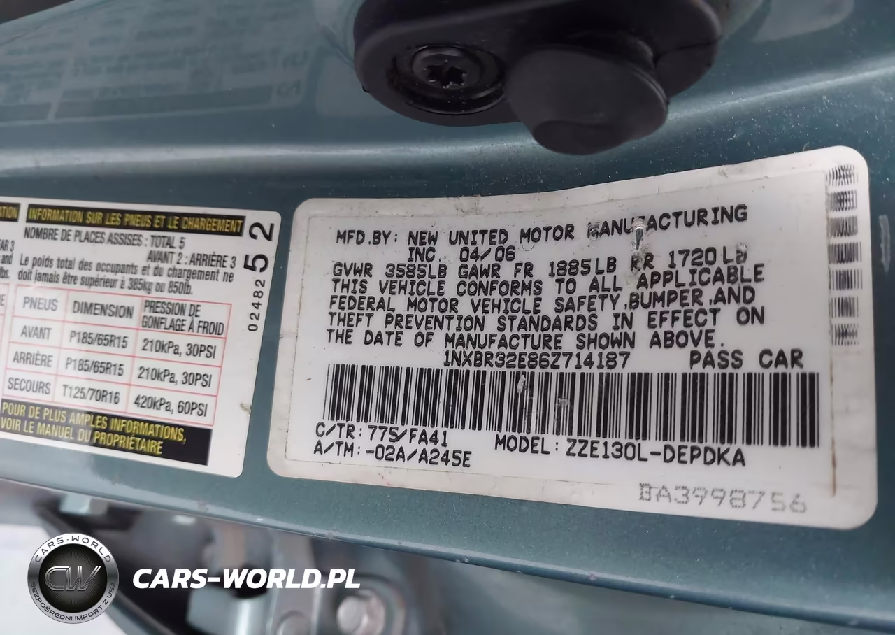 2006 Toyota Corolla Ce VIN:1NXBR32E86Z714187 - 9