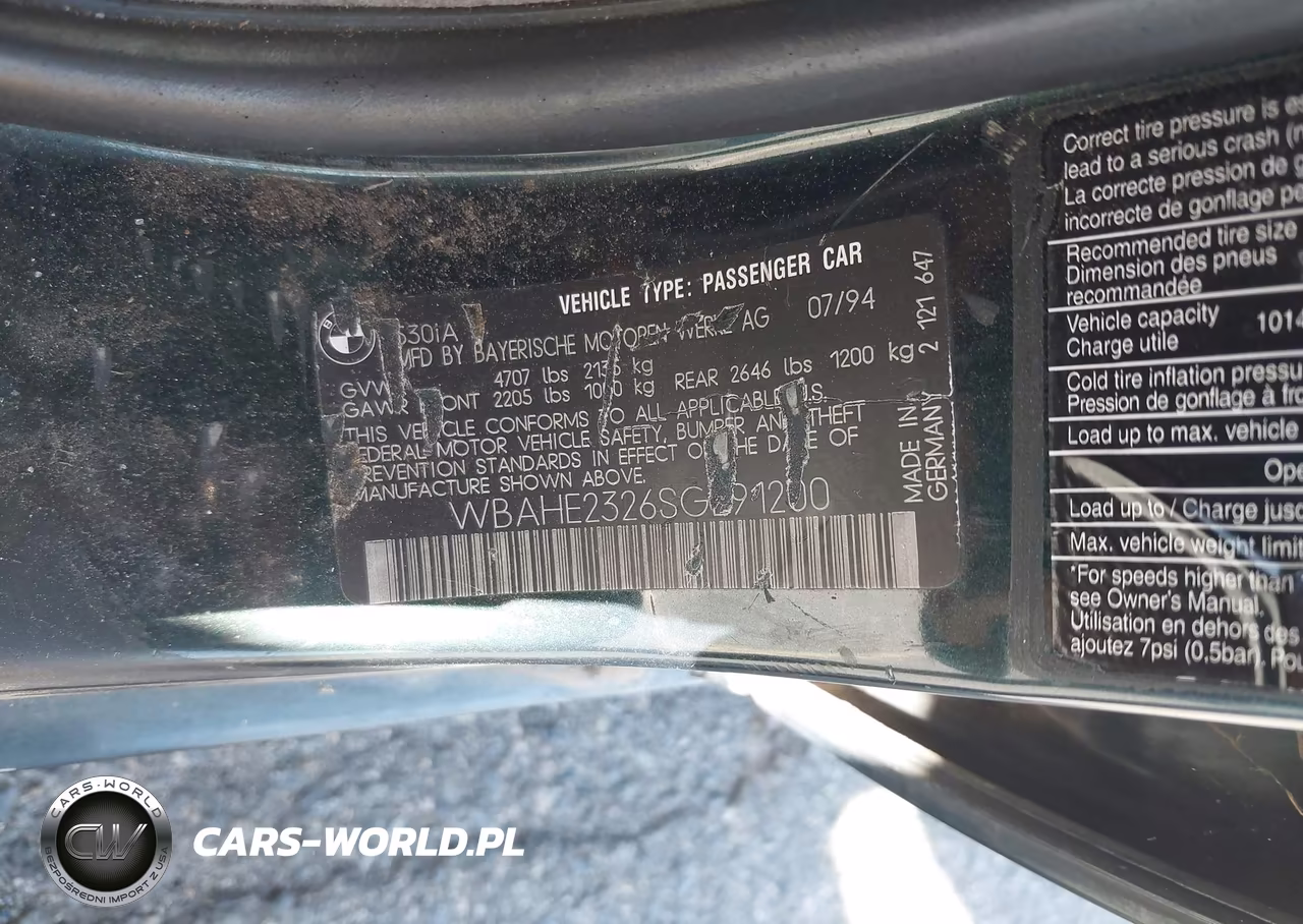 1995 BMW 530 I Automatic VIN:WBAHE2326SGE91200 - 9