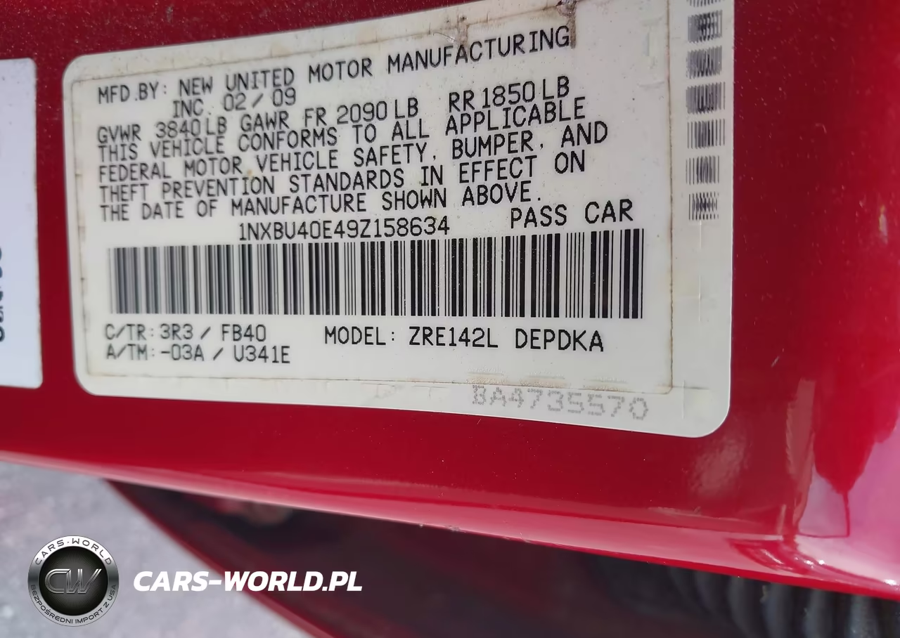 2009 Toyota Corolla Le VIN:1NXBU40E49Z158634 - 9