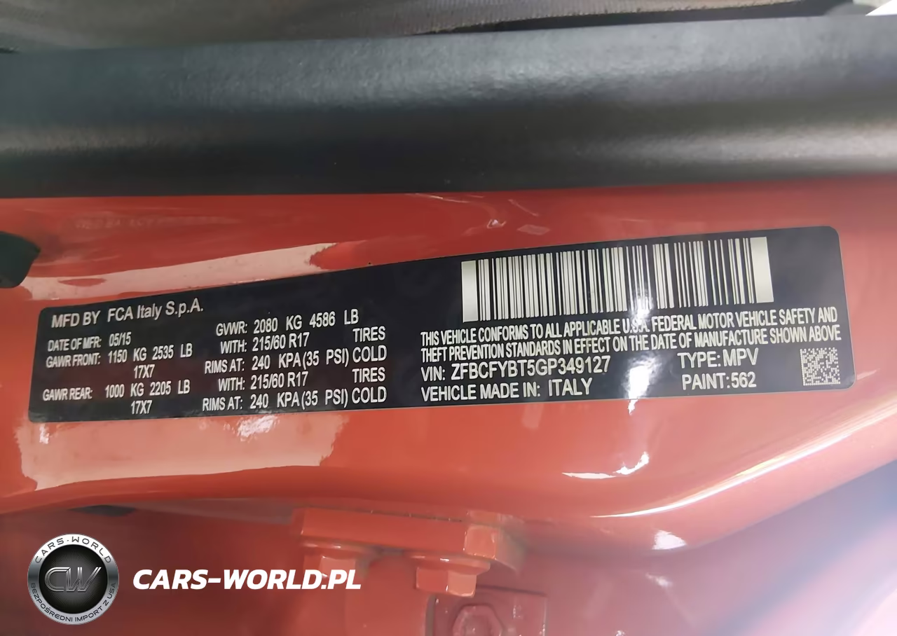 2016 Fiat 500X Easy VIN:ZFBCFYBT5GP349127 - 9