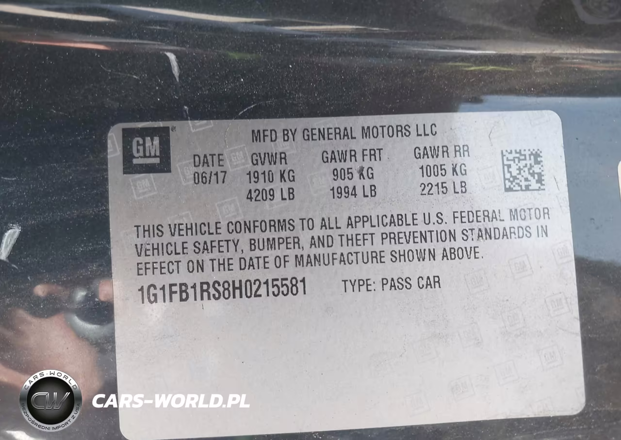 2017 Chevrolet Camaro 1Lt VIN:1G1FB1RS8H0215581 - 9
