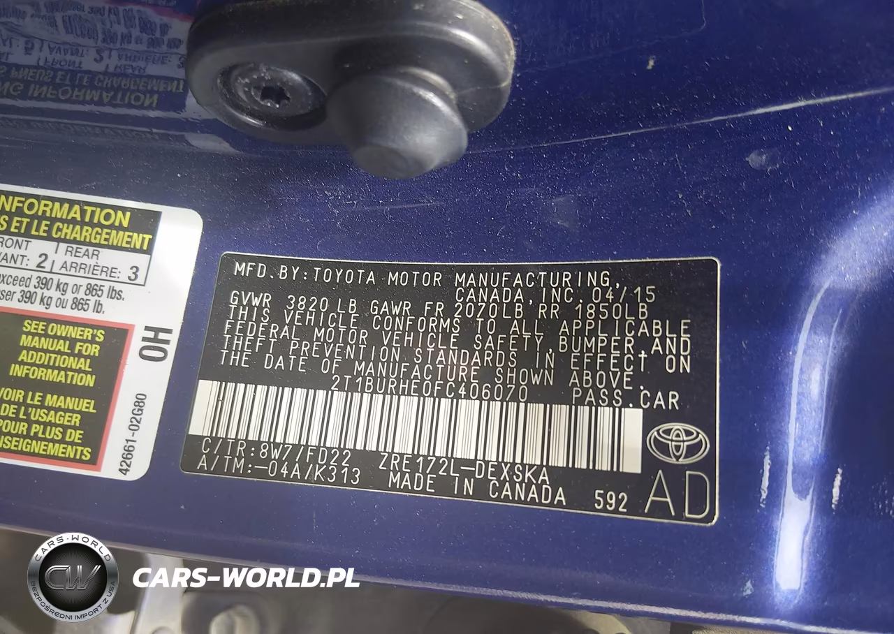 2015 Toyota Corolla S Plus VIN:2T1BURHE0FC406070 - 9