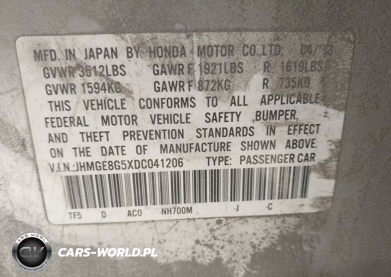 2013 Honda Fit Sport VIN:JHMGE8G5XDC041206 - 9