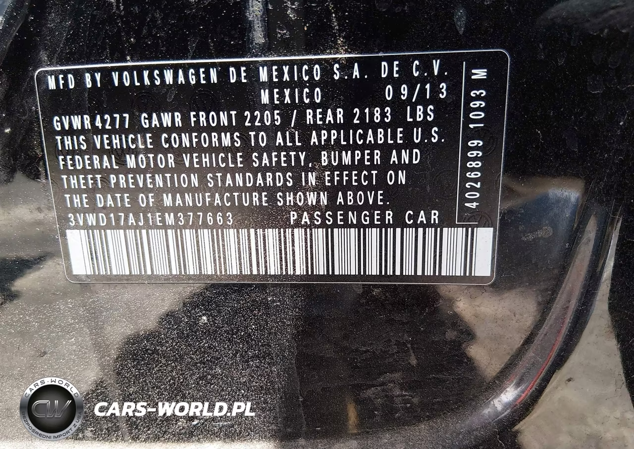 2014 Volkswagen Jetta 1.8T Se VIN:3VWD17AJ1EM377663 - 9