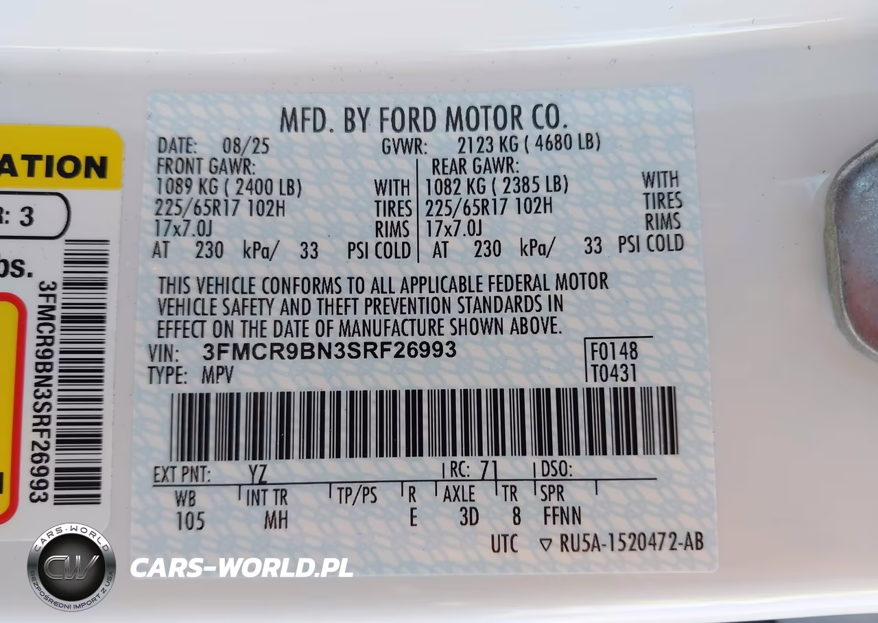 2025 Ford Bronco Sport Big Bend VIN:3FMCR9BN3SRF26993 - 9