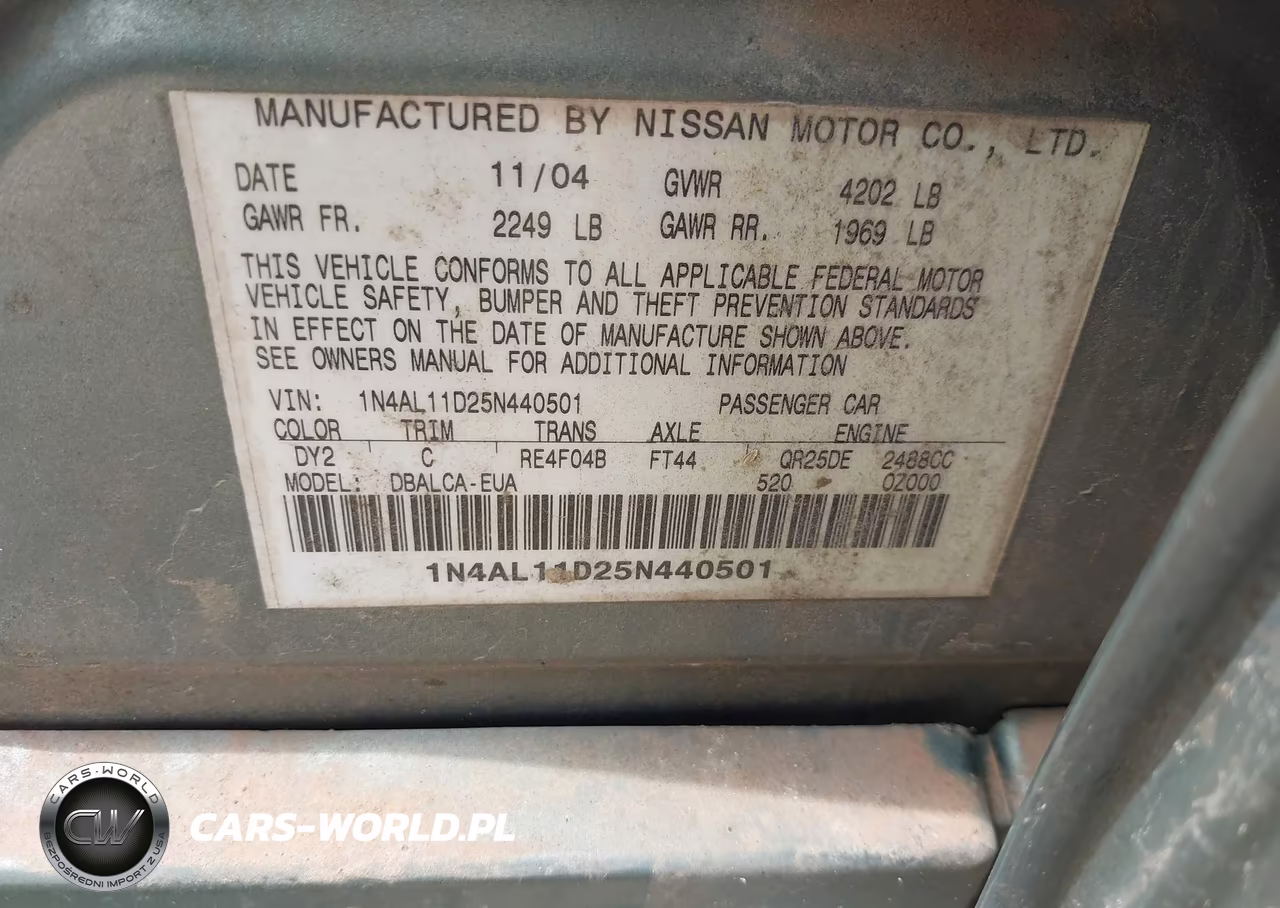 2005 Nissan Altima 2.5 S VIN:1N4AL11D25N440501 - 9