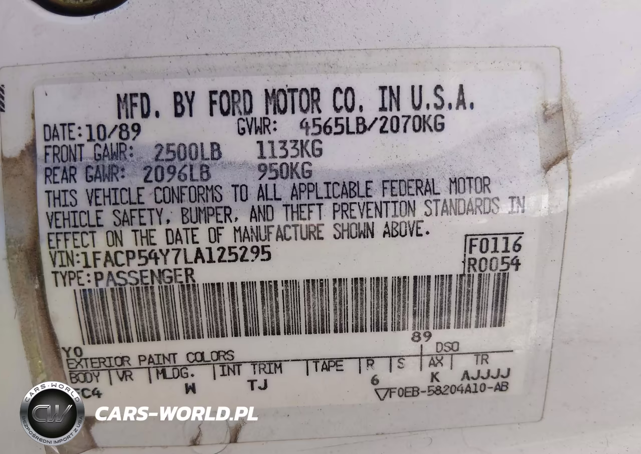1990 Ford Taurus Sho VIN:1FACP54Y7LA125295 - 9