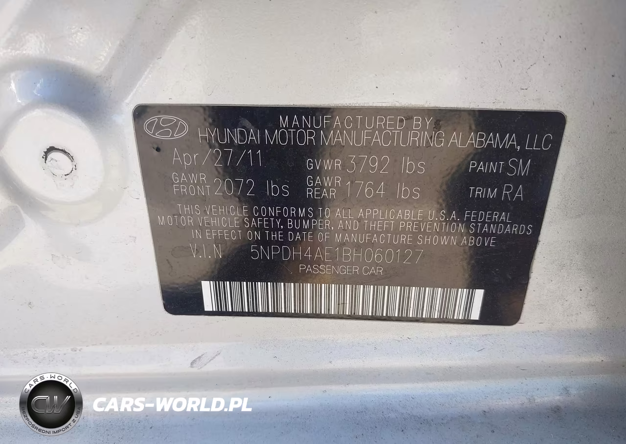 2011 Hyundai Elantra Gls VIN:5NPDH4AE1BH060127 - 9