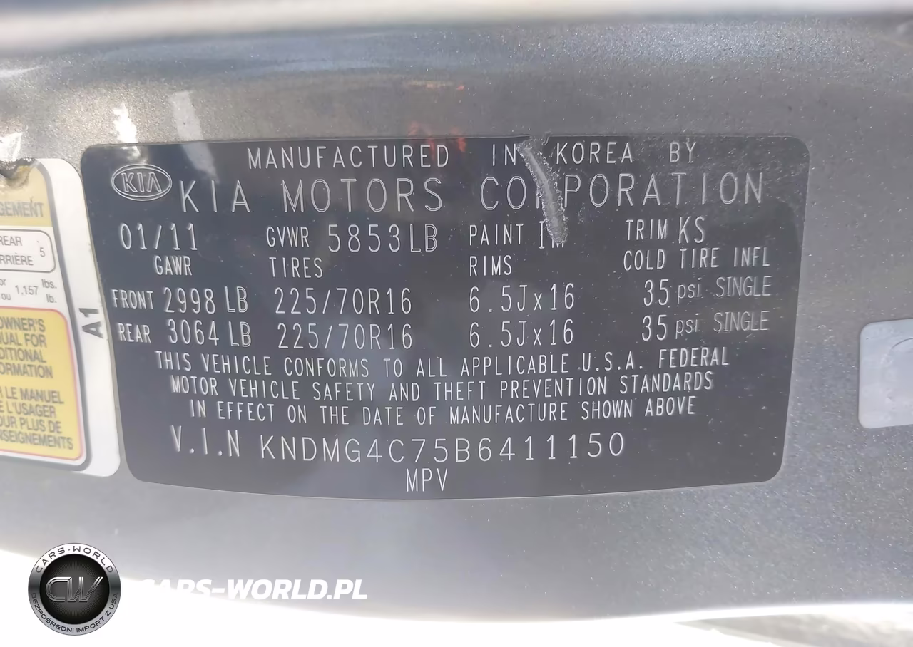 2011 Kia Sedona Lx VIN:KNDMG4C75B6411150 - 9