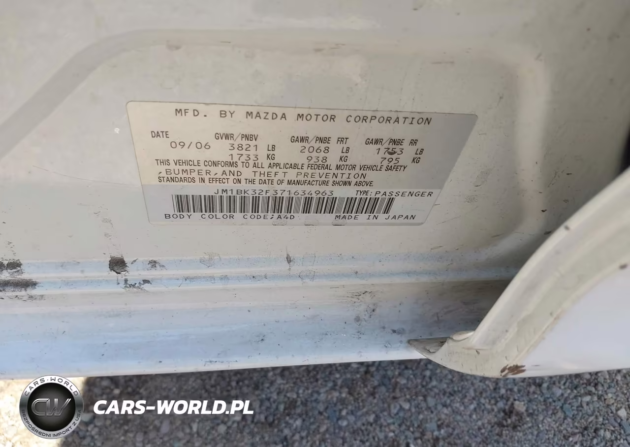 2007 Mazda Mazda3 I Sport VIN:JM1BK32F371634963 - 9