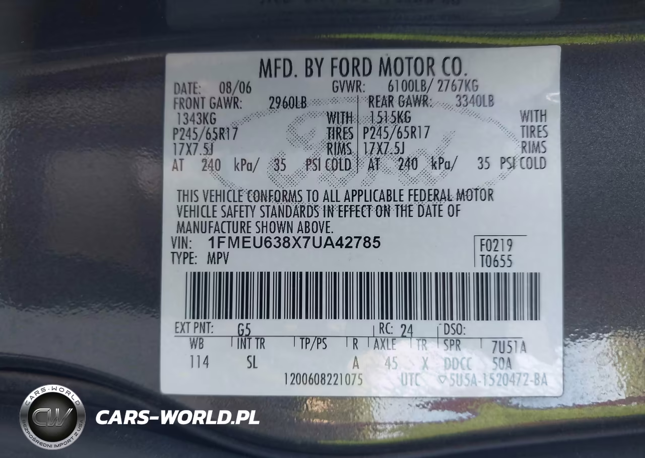 2007 Ford Explorer Xlt VIN:1FMEU638X7UA42785 - 9
