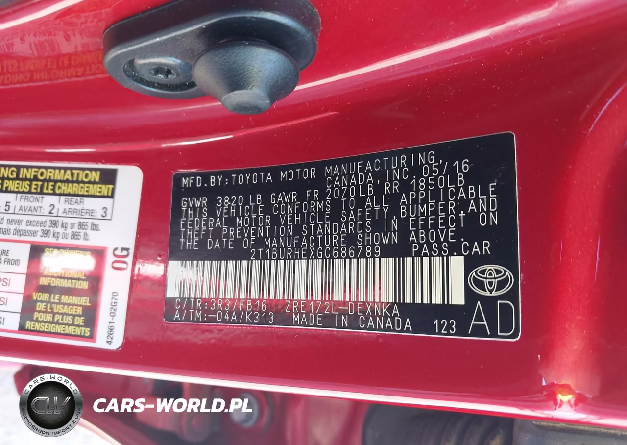 2016 Toyota Corolla Le Plus VIN:2T1BURHEXGC686789 - 9