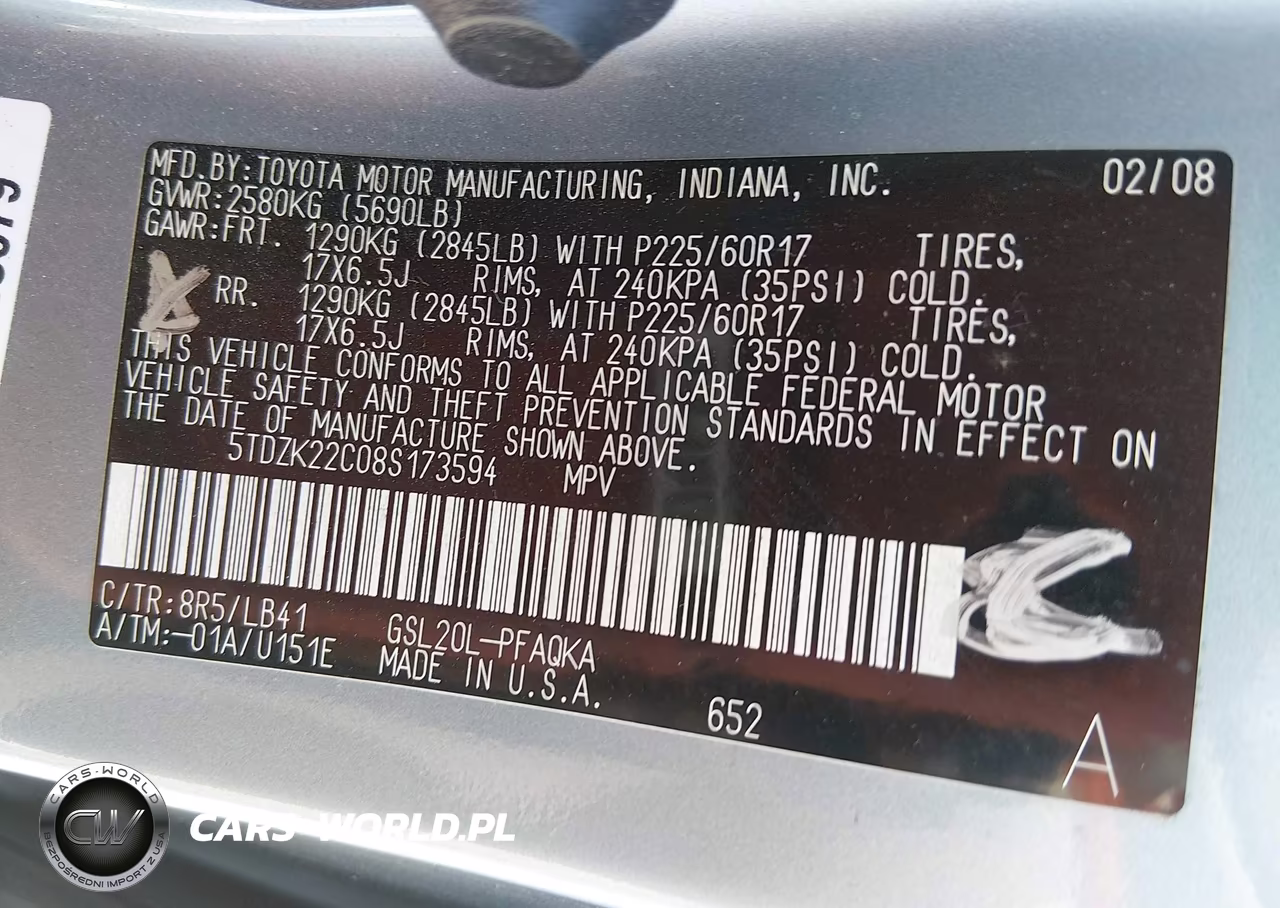 2008 Toyota Sienna Limited VIN:5TDZK22C08S173594 - 9