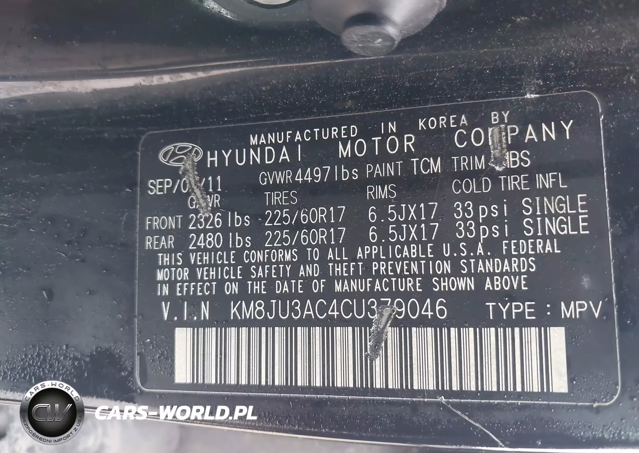 2012 Hyundai Tucson Gls VIN:KM8JU3AC4CU379046 - 9