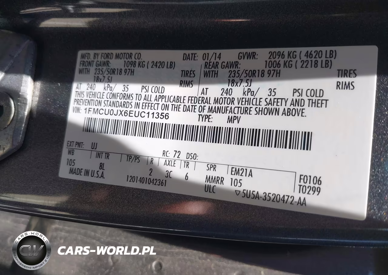 2014 Ford Escape Titanium VIN:1FMCU0JX6EUC11356 - 9