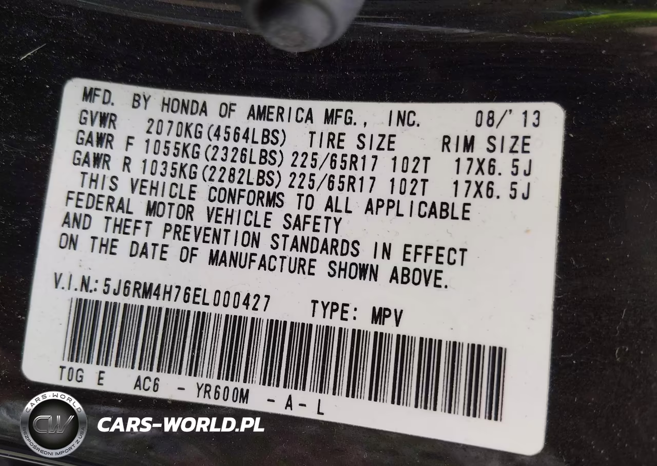 2014 Honda Cr-V Ex-L VIN:5J6RM4H76EL000427 - 9