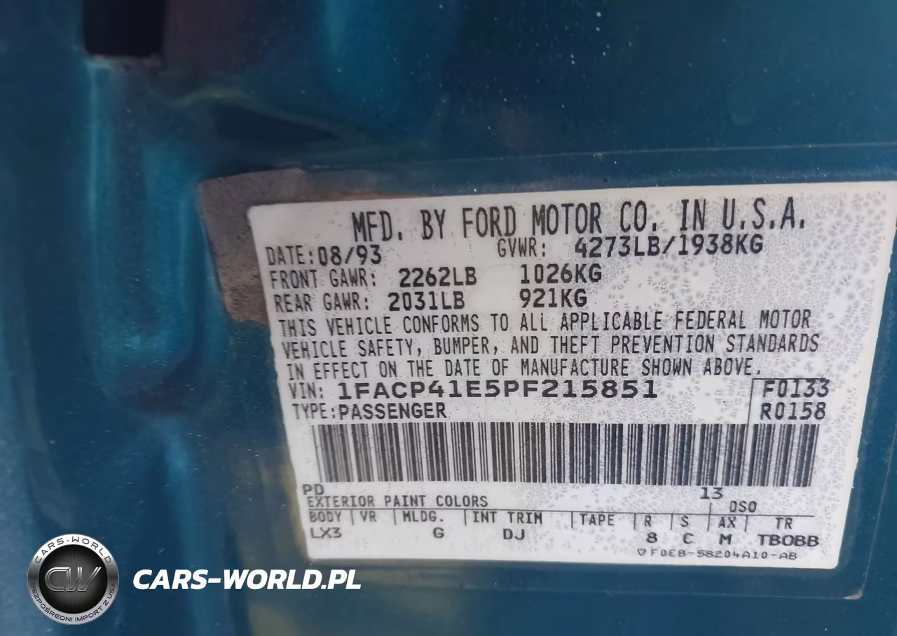 1993 Ford Mustang Lx VIN:1FACP41E5PF215851 - 9