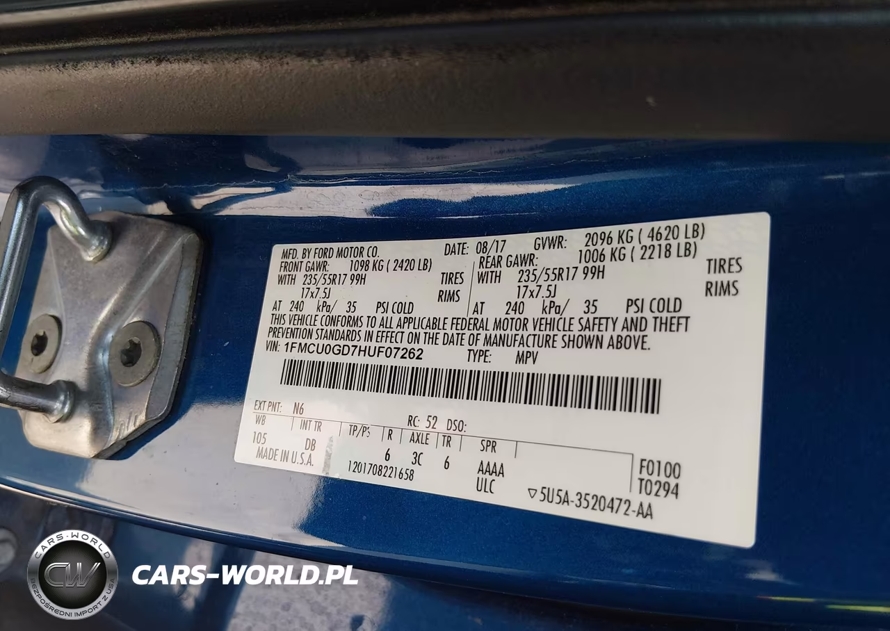2017 Ford Escape Se VIN:1FMCU0GD7HUF07262 - 9