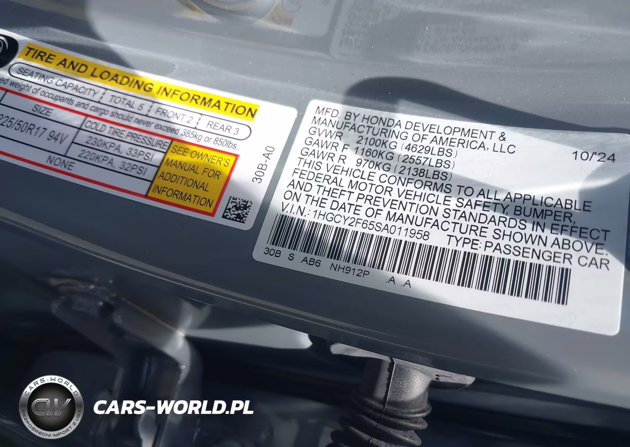 2025 Honda Accord Hybrid Ex-L VIN:1HGCY2F65SA011958 - 9