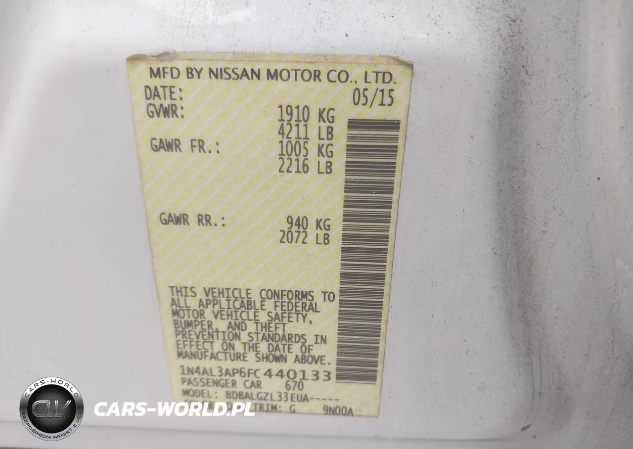 2015 Nissan Altima 2.5-2.5 S-2.5 Sl-2.5 Sv VIN:1N4AL3AP6FC440133 - 9