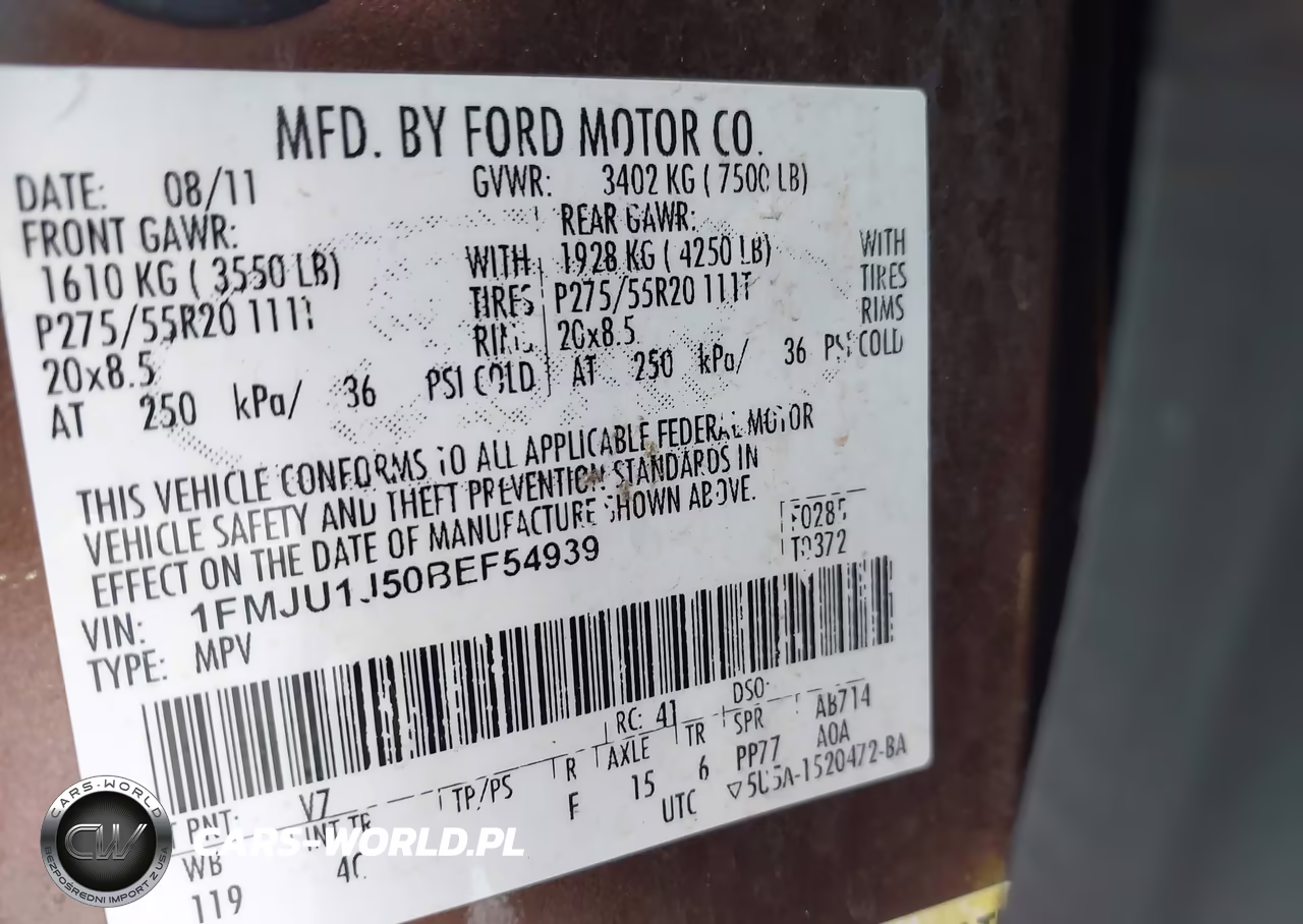 2011 Ford Expedition Xlt VIN:1FMJU1J50BEF54939 - 9