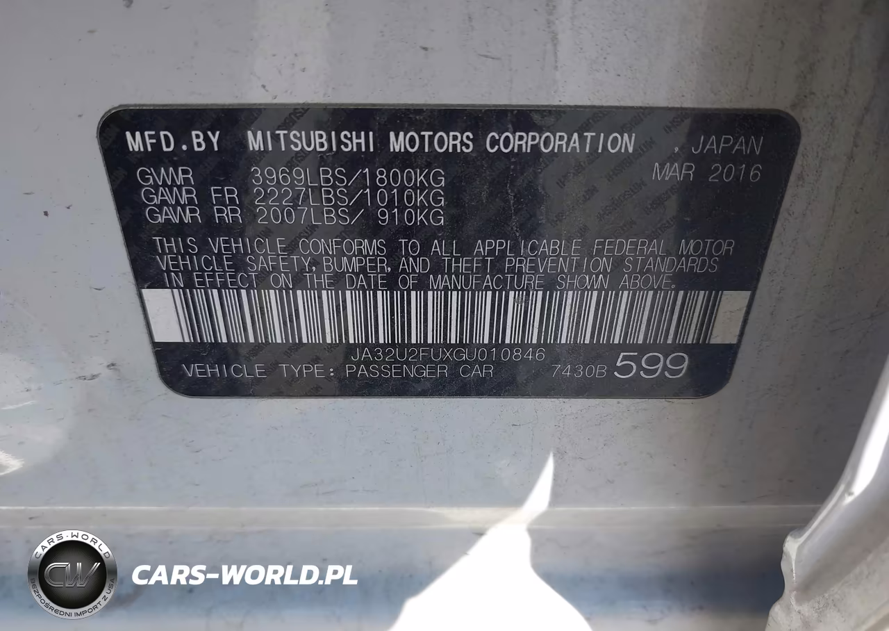 2016 Mitsubishi Lancer Es VIN:JA32U2FUXGU010846 - 9