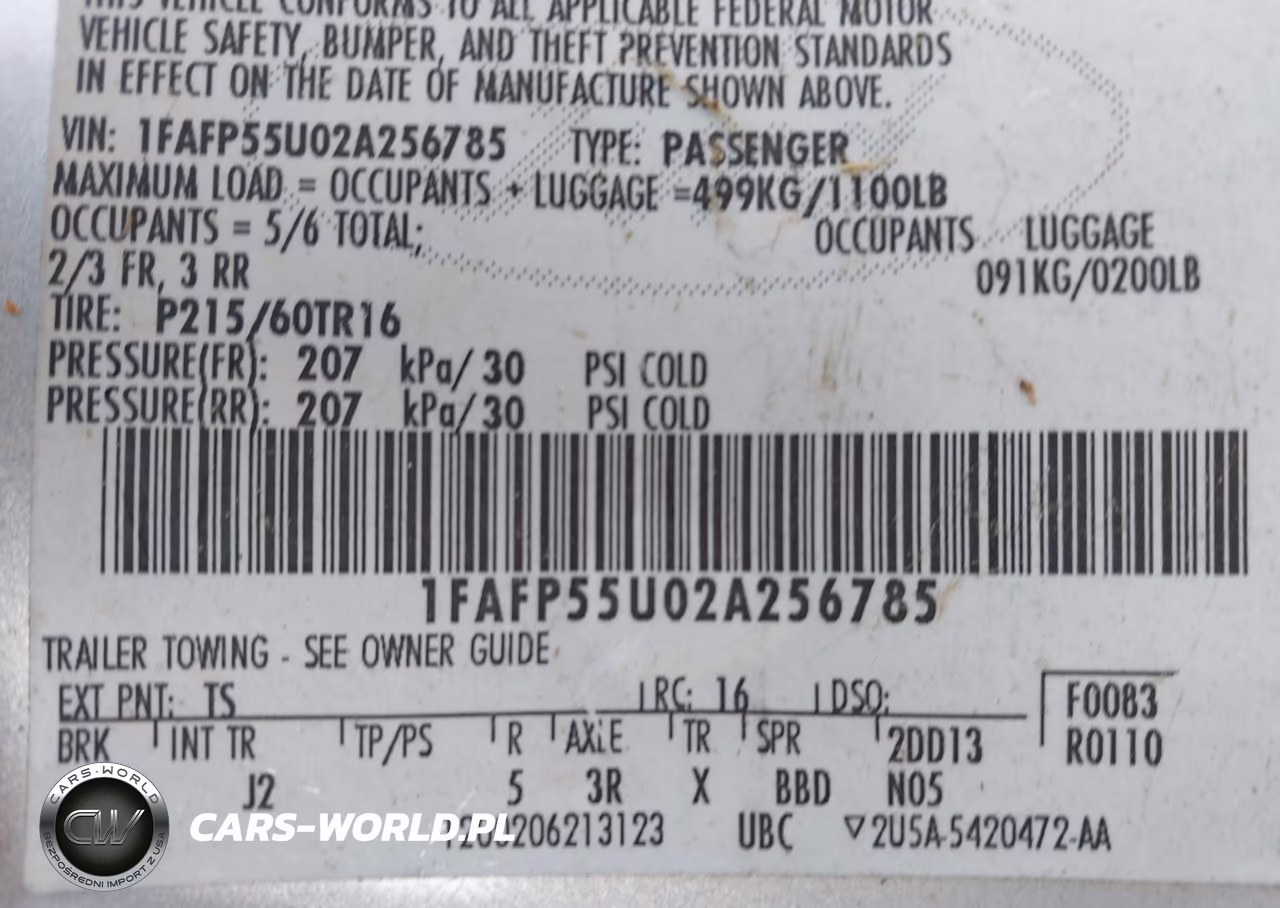 2002 Ford Taurus Ses-Ses Standard VIN:1FAFP55U02A256785 - 9