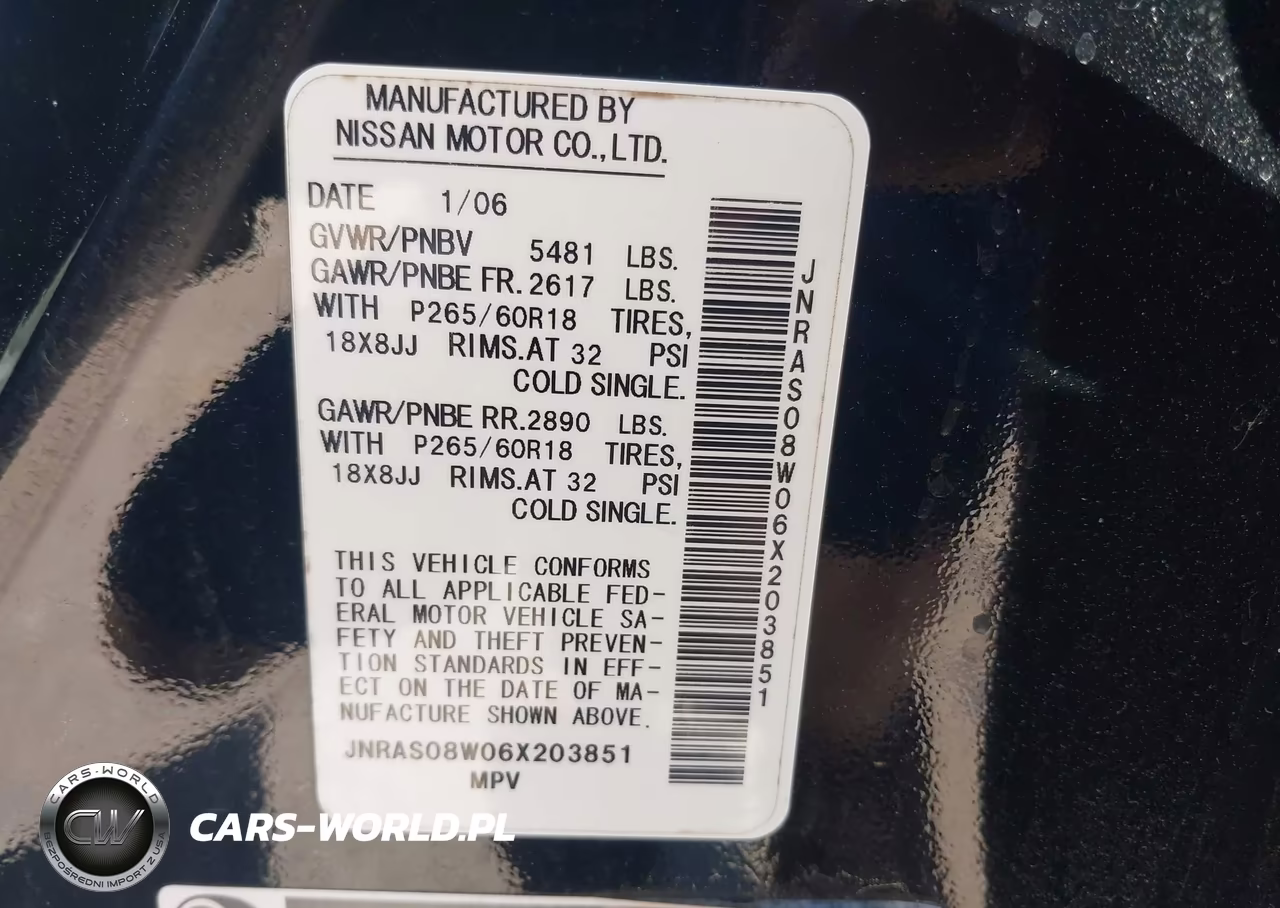 2006 Infiniti Fx35 VIN:JNRAS08W06X203851 - 9