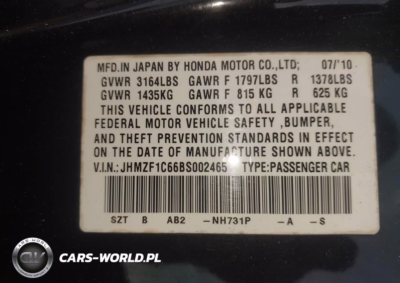 2011 Honda Cr-Z Ex VIN:JHMZF1C66BS002465 - 9