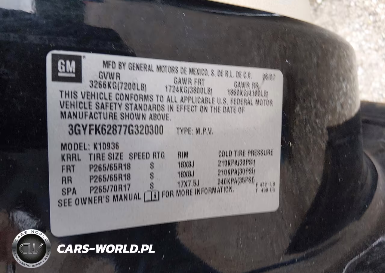2007 Cadillac Escalade Standard VIN:3GYFK62877G320300 - 9