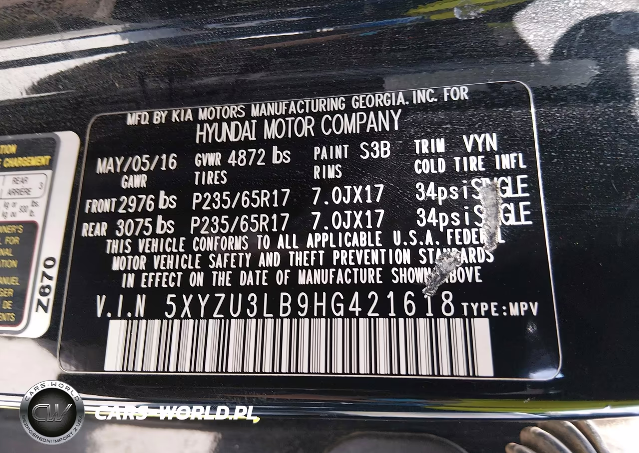 2017 Hyundai Santa Fe Sport 2.4L VIN:5XYZU3LB9HG421618 - 9