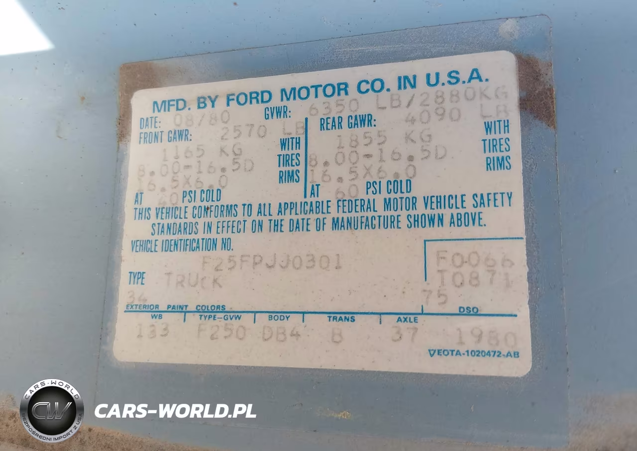 1980 Ford F-250 VIN:F25FPJJ0301 - 9