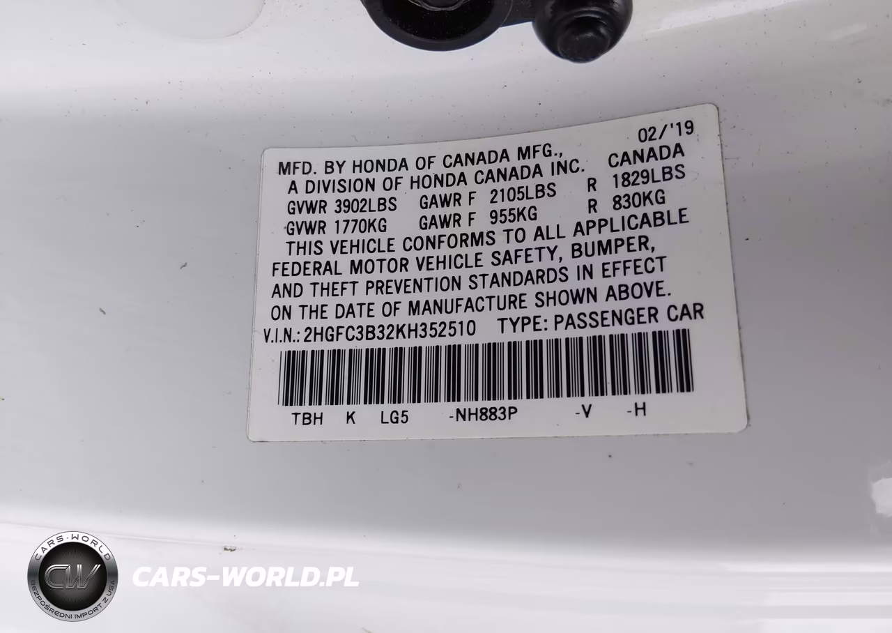 2019 Honda Civic Ex VIN:2HGFC3B32KH352510 - 9