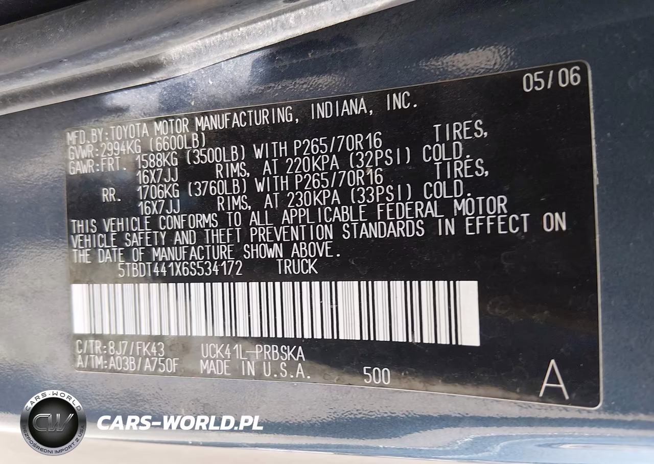 2006 Toyota Tundra Sr5 V8 VIN:5TBDT441X6S534172 - 9
