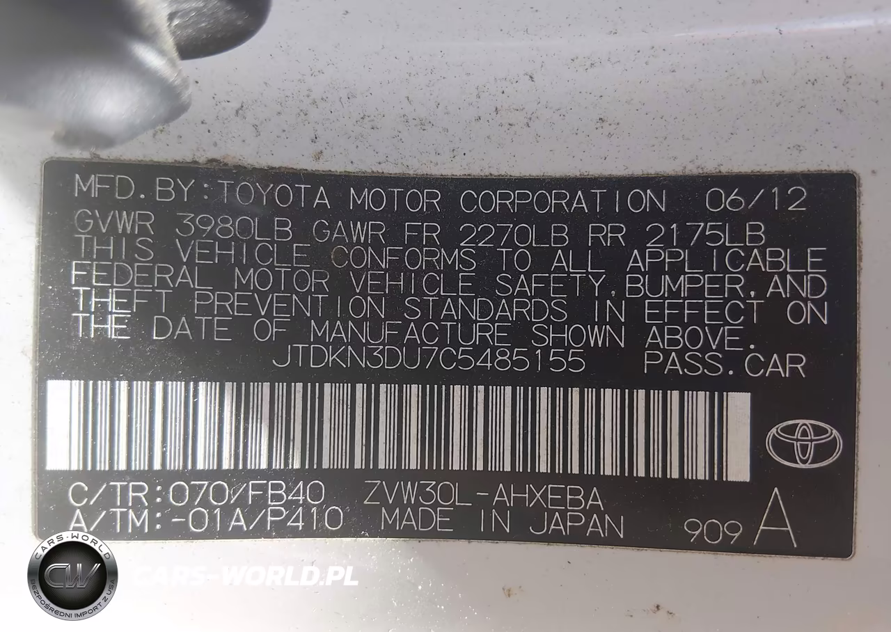 2012 Toyota Prius Three VIN:JTDKN3DU7C5485155 - 9